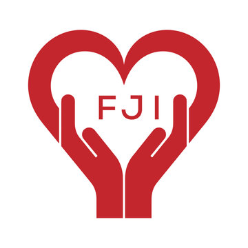 FJI Heart Care Logo &ndash; Charity, Healthcare and Community Support Icon. FJI Letter Logo.
