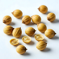 Dried Coriander Seeds on White Background