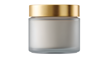 Cosmetic jar with gold lid, isolated on transparent background