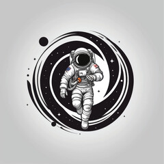 Astronaut in Motion Through Swirling Cosmic Vortex