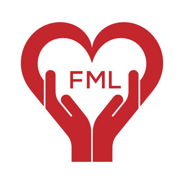 FML Heart Care Logo &ndash; Charity, Healthcare and Community Support Icon. FML Letter Logo.
