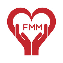 FMM Heart Care Logo – Charity, Healthcare and Community Support Icon. FMM Letter Logo.
