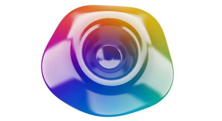 Bstract colorful 3d rendering of a stylized eye with concentric circles and vibrant gradients