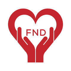 FND Heart Care Logo – Charity, Healthcare and Community Support Icon. FND Letter Logo.
