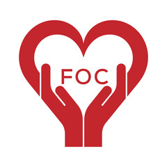 FOC Heart Care Logo – Charity, Healthcare and Community Support Icon. FOC Letter Logo.
