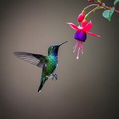 Fototapeta premium Emerald Whisper & Fuchsia Bloom