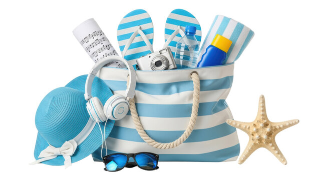 Isolated Beach Bag with Accessories