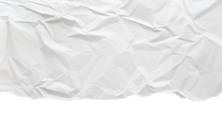 White crumpled paper with wrinkles isolated on transparent background