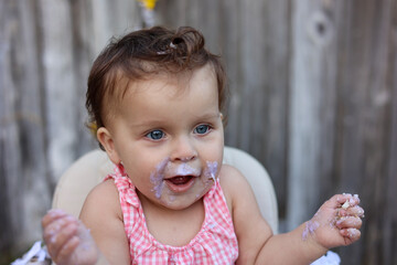 Cute little girl on her first birthday