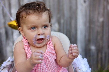 Cute little girl on her first birthday