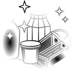 Planet Best Diet – Colorful Pattern of Fruits, Vegetables, Grains and Natural Foods Global Warming and Climate Change – Earth in Crisis Vector Illustration.