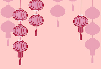 Illustration for Asian-style lantern background