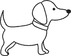 귀여운 강아지 옆모습 라인 아트 일러스트