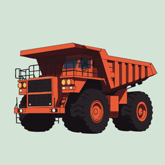 Obraz premium A robust, powerful orange heavy-duty dump truck, essential for large-scale mining and construction operations, depicted with precision.
