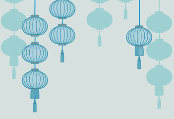 Illustration for Asian-style lantern background