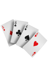 Obraz premium Aces playing cards arranged on a transparent background representing success in poker