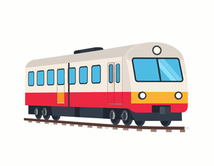 Naklejka premium Colorful Cartoon Train on Tracks.