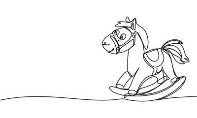 Line art rocking horse illustration.