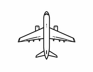 Simple Outline Drawing of a Commercial Airplane.