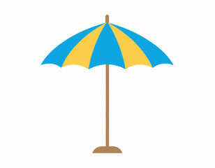 Obraz premium Simple Blue and Yellow Striped Beach Umbrella.