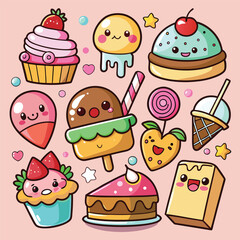 Kawaii Pixel Art: Sweet Treats Collection - Delightful Desserts & Cute Characters