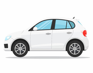 Fototapeta premium White SUV Car Side View Illustration.