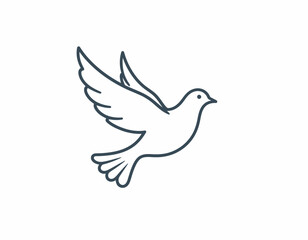 Obraz premium Simple Outline of a Flying Dove in Flight.
