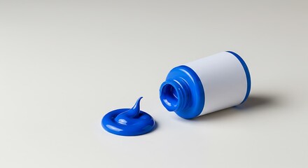 Mockup blue paint spilling from a tube isolated on white background commercial usage