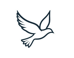 Obraz premium Simple Outline of a Flying Dove in Flight.