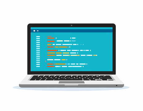 Modern Laptop Displaying Programming Code.