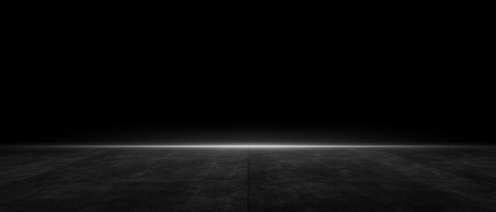 3D Rendering Abstract asphalt industrial cement wall studio interior for product light in a dark empty with smoke background.