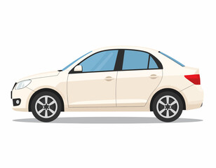 Side View of a Modern White Sedan Car.