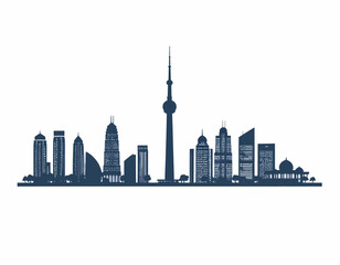 Obraz premium Shanghai Skyline Silhouette, Modern Cityscape.