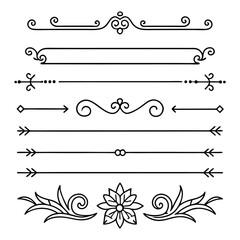 Elegant Ornamental Dividers: Vector Line Art Design Elements for Wedding Invitations, Cards & Branding