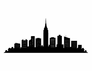 Fototapeta premium Silhouette of a Modern City Skyline with Iconic Tower.