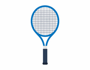 Blue Tennis Racket, Sport Equipment, Illustration.