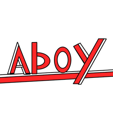Logo design, various font styles, white background, red letters