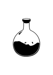 Round Flask with Liquid Silhouette Illustration
