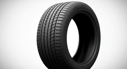 Floating Car Tire on White Background Automotive and Transportation Symbol