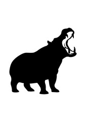 Yawning Hippopotamus Silhouette Illustration