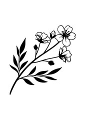 Flowering Plant Branch Silhouette Illustration