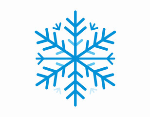 Simple Blue Snowflake Design Icon.
