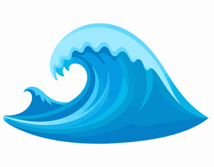 Obraz premium Ocean Wave Crest, Blue, Cartoon Style.