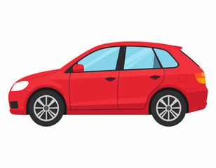 Obraz premium Red Car Side View Illustration.