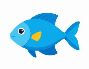 Fototapeta premium Cartoon Illustration of a Blue Fish.