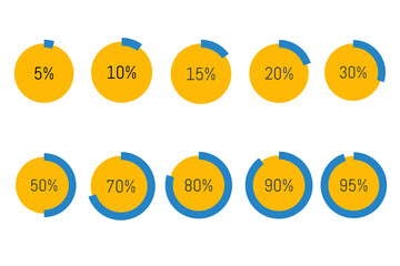 Set pf percentage icons, set of sale percentages, % icons 