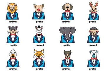 A collection of animal profile pictures