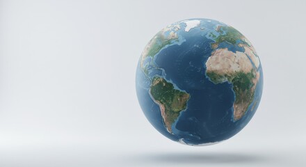 Globe with Detailed World Map Isolated on White Background