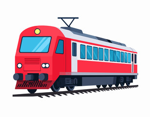 Fototapeta premium Red Electric Train on Tracks.