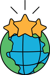 A globe with three stars on it